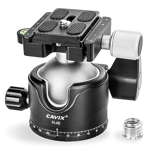 CAVIX Tripod Ball Head with 1/4" Arca Swiss Quick Release Plate Aluminium Tripod Ball Head Mount Large Ball - color: HB46A