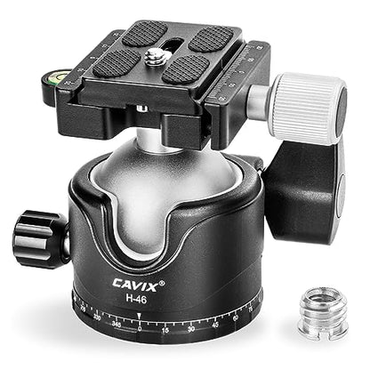 CAVIX Tripod Ball Head with 1/4" Arca Swiss Quick Release Plate Aluminium Tripod Ball Head Mount Large Ball - color: HB46A