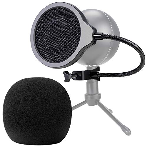 Snowball Mic Pop Filter - 4 Inch 3 Layers Windscreen with Flexible 360° Gooseneck Clip for Blue Snowball Microphone to Improve Sound Quality by YOUSHARES - size: for Yeti Snowball