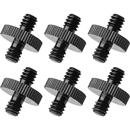 1/4" Male to 1/4" Male Threaded Tripod Screw Adapter Double Head Stud Standard Mounting Thread Converter for Camera Cage Mount Light Stand Monopo Shoulder Rig Tripod Black-6 Packs - color: 6 Packs