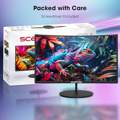 New! Sceptre Curved 24-inch Gaming Monitor 100Hz 1080p R1500 98% sRGB HDMI x2 VGA Build-in Speakers, VESA Wall Mount Machine Black 2026 (C248W-1920RN Series) - style: 24" Curved Gaming 2025
