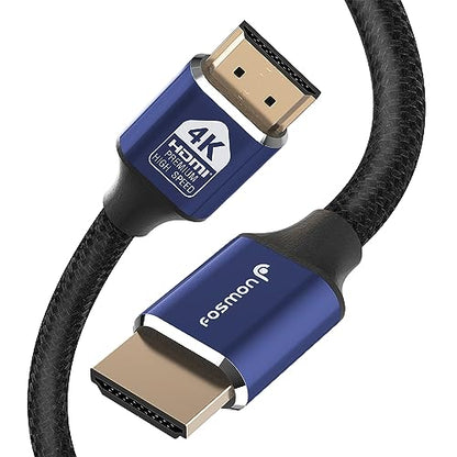 Fosmon HDMI 2.0 Cable 4K@60Hz 1ft, Premium Certified in-Wall CL3 Rated, 18Gbps Super High Speed, HDR, HDCP 2.2/1.4, 3D, ARC,30AWG, Cotton Braided Compatible with UHD TV Monitor, PS4/PS5, Xbox, Switch - size: 1FT, style: Premium 4K