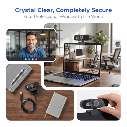 2K QHD Webcam with Auto Focus USB Plug & Play PC Camera with Privacy Cover & Noise Cancelling Mic for Video Conferencing - size: 2KAF One size fits all