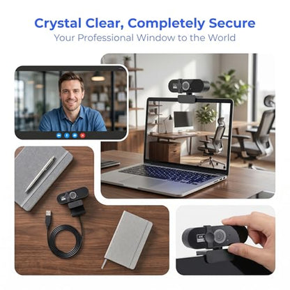 2K QHD Webcam with Auto Focus USB Plug & Play PC Camera with Privacy Cover & Noise Cancelling Mic for Video Conferencing - size: 2KAF One size fits all