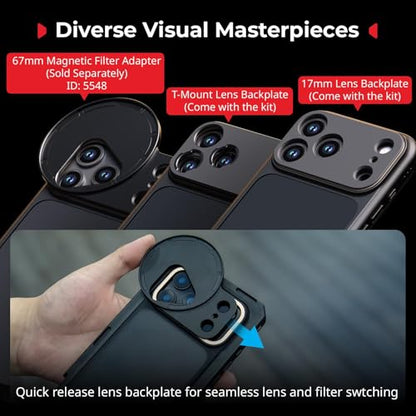 SMALLRIG Mobile Video Cage for iPhone 17 Pro Max, Case with T-Mount Lens Backplate and 17mm Threaded Lens Backplate, TPU Soft Frame, for Video Shooting and Live Streaming, Basic Edition - 5546 - style: Basic Cage