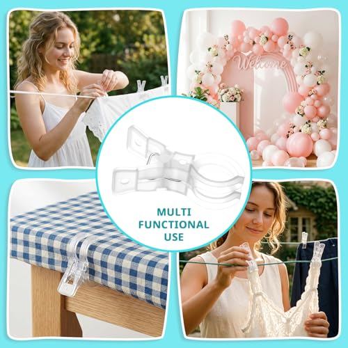 30 Pack Balloon Arch Clips, Plastic Transparent Spring Clamps 3.5 Inch Heavy Duty Clip for Backdrop Stand, Balloon Arch Kit Birthday Decoration Crafts Woodworking Photography Studios