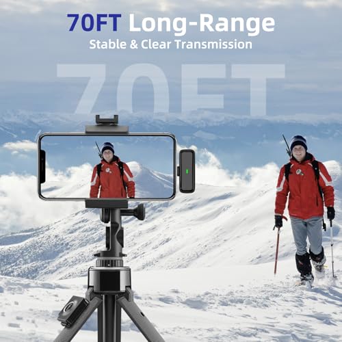 NPTCL Wireless Lavalier Lapel Microphone for iPhone iPad Android Phone | LED Digital Charge Display, Noise Reduction, 24 Hours Charging Case, 70Ft Cordless Recording for Youtube Tiktok Podcast