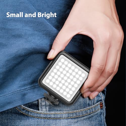 Ulanzi VL49 LED Video Light, 2000mAh Rechargeable On-Camera Fill Light, 5500K Portable Mini Photography Lighting for iPhone Vlogging, DSLR Camera, Tripod, TikTok, Selfie Video Shooting - color: Black