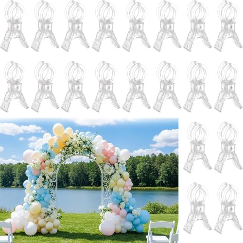 20 Pack Balloon Arch Clips, 3.5 Inch Heavy Duty Transparent Spring Clamps for Balloon Arch Kit, Clear Plastic Clips for Birthday Party Wedding Backdrop Decor, Photography Studio and Crafts (Clear)