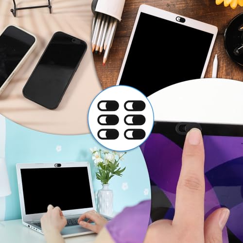 100 Pcs Webcam Cover Slide, 0.023 Inch Black Ultra-Thin Universal Laptop Camera Cover Slide for Laptop, Computer, Phone Protect Your Privacy and Security