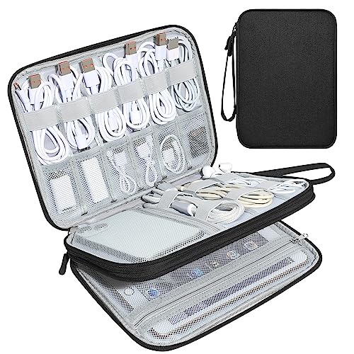 CILLA Electronics Organizer Travel, Travel Cord Organizer Case, Compact Electronics Accessories Bag for Cable, Cord, Charger, Phone - color: Black
