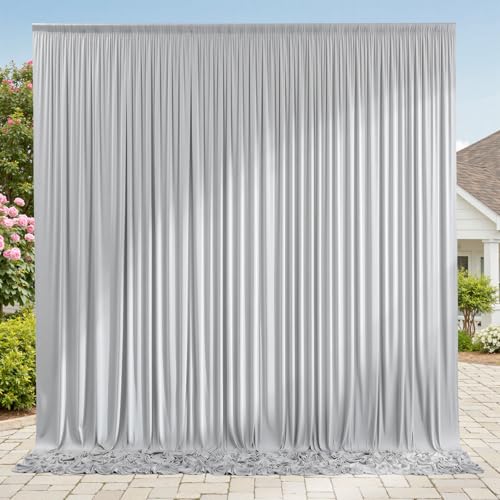 10ft x 10ft Wrinkle Free Silver Backdrop Curtain fpr Parties, Polyester Backdrop Drapes Panels for Wedding Space Theme Birthday Party Baby Shower Birthday Decoration - color: Silver, size: 10ftx10ft