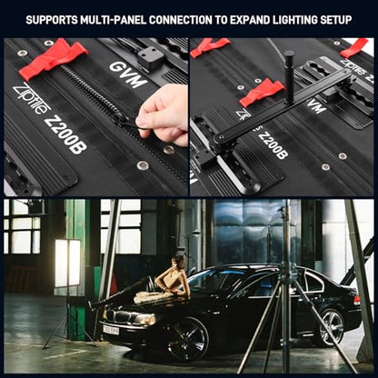GVM 200W Bi-Color LED Light Panel, Z200B Ultra-Thin Expandable Soft Video Light 2700K–6800K CRI 97+, Modular Zipper Design, App & DMX Control Photography Light for Studio, Film & Live Streaming - size: Z200B