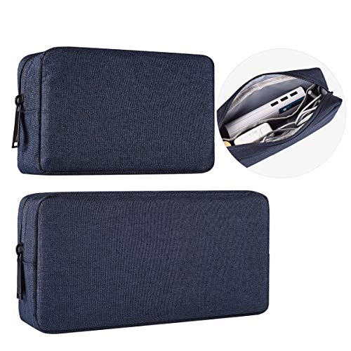 2-Pack Portable Storage Pouch Bag, Universal Electronics Accessories Case Cable Organizer Compatible with Hard Drive, Laptop Mouse, Power Bank, Adapter, Cellphone, Cosmetics (Small+Big-Navy Blue) - color: Navy Blue
