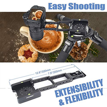 Z-Flex Tilt Tripod Head-INNOREL MH5 CNC Aluminum Alloy All Metal Flexible Folding Z Pan 360° Horizontal Rotation with 1/4" and 3/8" Screws, Max Load 6.61lb for Canon Nikon Sony DSRL Camcorder Slider - size: Only MH5