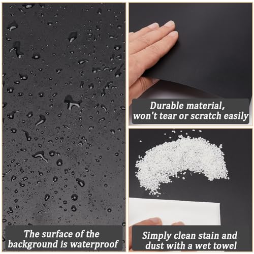 GORGECRAFT Black PVC Backdrop 120x40cm/47.24x15.75inch Food Photography Background Matte Waterproof Vinyl for Product Video Photo Studio Shooting Flat Lay Cosmetics Jewelry - color: Black
