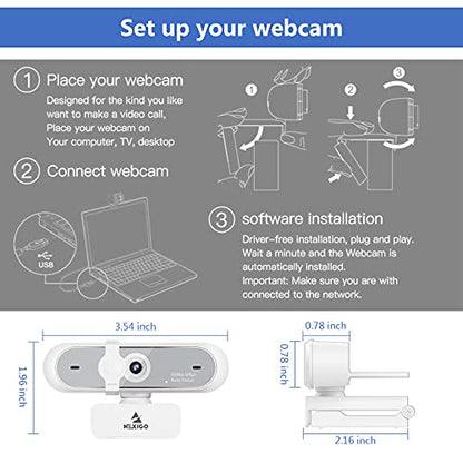 NexiGo N660P (Gen 2) 1080P 60FPS Webcam with Software Control, Dual Microphone & Cover, Autofocus, HD USB Computer Web Camera, for OBS/Zoom/Skype/FaceTime/Teams/Twitch, White - style: 1080P 60FPS Webcam