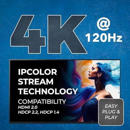 OREI 4K @ 120hz HDMI Over Ethernet Extender Balun - UltraHD 4:4:4 Over Single CAT6/7 Cable with HDR, & IR Control, RS-232 - Up to 100 Ft with CAT6/7 Audio L/R Out (UHD-EX120HZ-K)