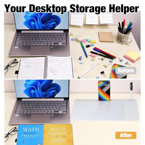 Glass Desktop Whiteboard with Wireless Charger & Storage, Desk Dry Erase Note Memo Board, Compact Desk Organizer for Desk, Home, Study, Office, Back to School Supplies, White, 2026 - color: White Wireless Charger