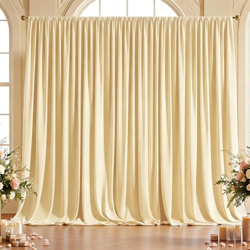 20x10ft Wrinkle Free Beige Backdrop Curtain for Parties, Soft Beige Photo Backdrop Curtains, Polyester Photo Backdrop Drapes for Birthday Party Baby Shower Photography Background - color: Beige, size: W5' x H10'(4 panels)
