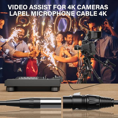 Elecan 3 Pin Mini XLR Male to XLR Female Microphone Cable Adapter 1 Ft/2 Pack for Blackmagic Pocket Cinema Camera BMPCC Video Assist 4K Sharp 8K & C70, Pro Lapel Audio Replacement Cable - size: 1 FT, style: Male Mini XLR to Female XLR
