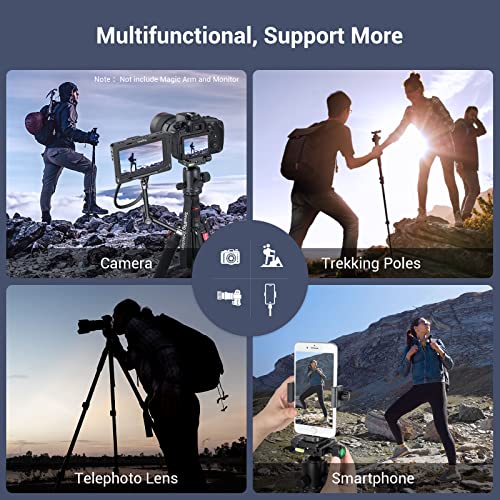 SmallRig Camera Tripod, 71" Foldable Aluminum Tripod/Monopod, 360°Ball Head Detachable, Payload 33lb, Adjustable Height from 16" to 71" for Camera, Phone - style: 71"