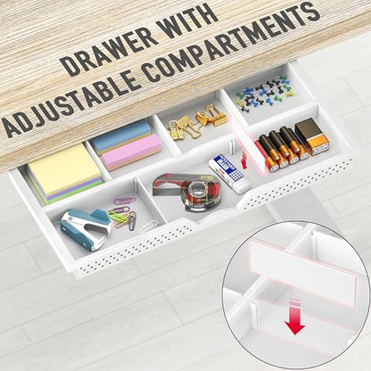 SHW 40-Inch Mobile Electric Height Adjustable Sit to Stand Desk with Drawer, Hanging Hooks and Cable Management, Maple - color: Maple