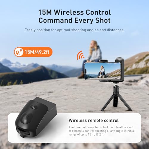 AMAZEAR Shutter Grip for iPhone 17 Pro Max/Android Mobile Phones, DSLR Camera Style Cellphone Photography Handle with Bluetooth Remote for Samsung Galaxy S26 Ultra, for Google Pixel, Compatible iOS26
