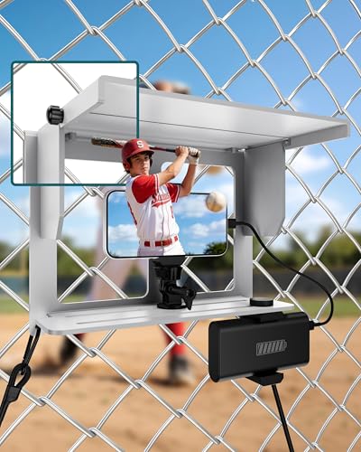 Stouchi Game Changer Mounting Kit, Fence Mount with Adjustable Sun Shade Power Bank Clip, Stable No-Shake Recording Kit for iPhone, Samsung, GoPro, Mevo Start for Baseball Softball Tennis-Silver - color: Silver