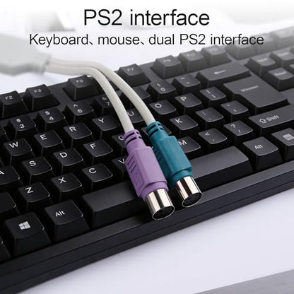 USB to PS2 Converter Cable, 2-in-1 USB A to PS/2 Adapter for Keyboard Mouse, Plug and Play Compatible with Industrial PC, Old Motherboard, KVM Switch, No Driver Required