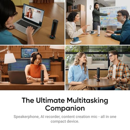 Insta360 Wave AI Conference Speakerphone with Bluetooth, Noise-Canceling Mics, Beamforming, Zoom Certified, AI Transcription & Summary, 32GB Storage for Meetings, Podcasts, Home office and Livestreams - color: Arctic White
