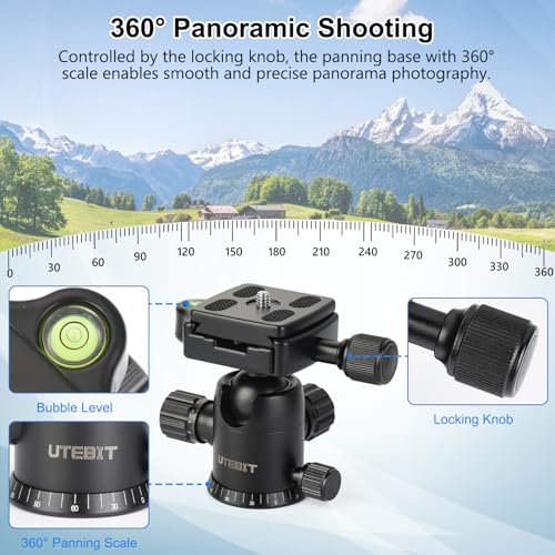 UTEBIT 40MM Metal Ball Head Camera Mount, with 1/4" Screw 3/8" Thread Mount | 360° Panoramic Tripod Head Camera with Quick Release Plate Metal Ball for Monopod, DSLR, Phone, Gopro, Black - style: 40mm Ball Head