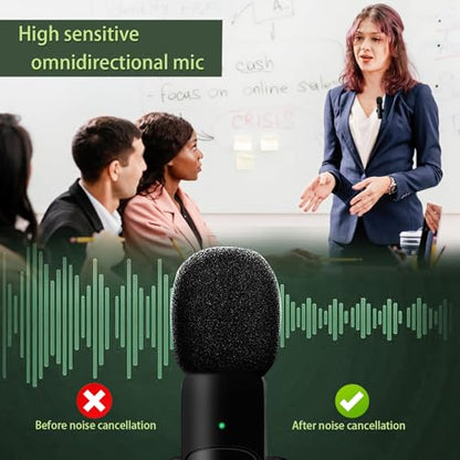 Hailanbao 2-in-1 Wireless Lavalier Microphone for iPhone/Android/Camera/USB-C – Noise Cancelling Lapel Mic, 7-Hour Mini Clip-On Battery, for Vlogging, YouTube, TikTok, Live Streaming & Video Recording