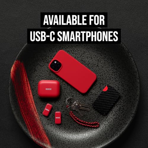 RØDE Wireless Micro - Compact Wireless Microphone, Two Mics with Charge Case for Smartphone Content Creation - USB-C, Red - color: USB-C Red