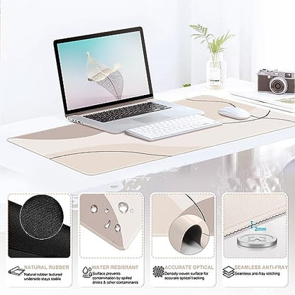 iCasso Large Gaming Mouse Pad Wrist Support Set, Desk Mat, 4in1 XXL Mousepad + Keyboard Wrist Rest+Mouse Wrist Rest+Coaster Set with Ergonomic Design for Home Office Table Computer-Brown Art - color: Brown Art