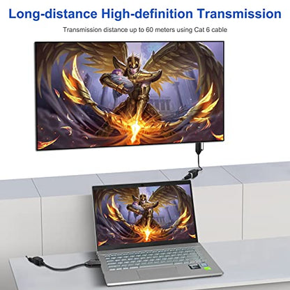 Wiistar HDMI Extender Over Cat5e/6 HDMI to RJ45 Extender Ethernet Network Converter Cable Repeater 1080P up to 60m HD MI Transmitter and Receiver for HDTV STB