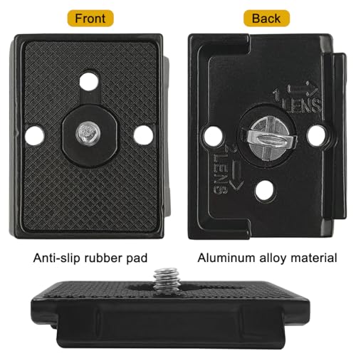 2 Pack Quick Release Plate, Tripod Quick Release Adapter Compatible for Manfrotto 200PL-14 QR Cameras Tripod, Camera Mounting Adapter with 1/4" and 3/8" Screws Ball Head Parts Replacement Adapter - size: 51 mm x 41 mm
