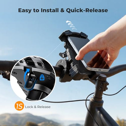 K&F CONCEPT Motorcycle Phone Mount, Bike Phone Holder, 360° Adjustable & Quick Install Handlebar Clamp for 4.7" to 6.9" Phones - style: Motorcycle Phone Mount