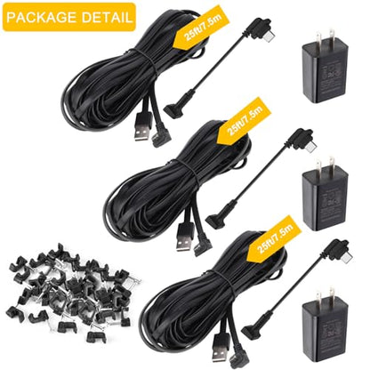 iTODOS 2 Pack 25ft/7.5m Power Cable and Adapter Compatible with Blink Outdoor 4 (4th Gen)/Blink XT3/XT2/XT,Weatherproof Outdoor, Flat Charging Cable Charger for Blink Camera (NOT for Blink Mini) - size: 25FT