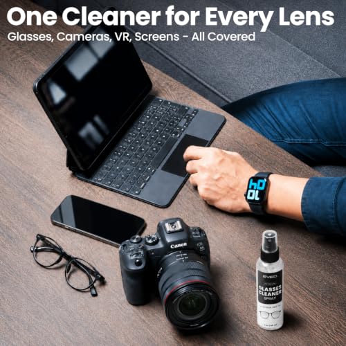EVEO Glasses Cleaner Spray - Eyeglass Cleaner (No Streaks)| x2 Eye Glass Cleaners Spray + x2 Lens Cleaner Microfiber Cleaning Cloth, Glasses Cleaning Kit Eye Glasses Cleaner Spray & Cloth - 4oz(2ozx2) - size: 2 Fl Oz (Pack of 2)