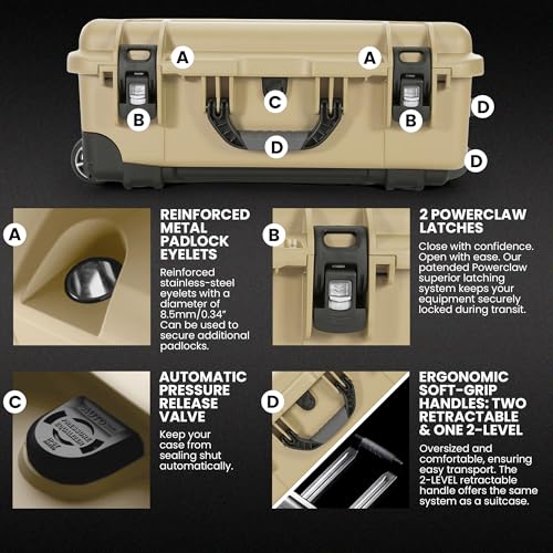 NANUK 935 Pro Photo Kit – Waterproof Travel Camera Hard Case with Padded Dividers and Wheels, 22” x 14” x 9” - Dustproof and Impact Resistant, Airline Carry-On Approved – Desert Tan - color: Desert Tan