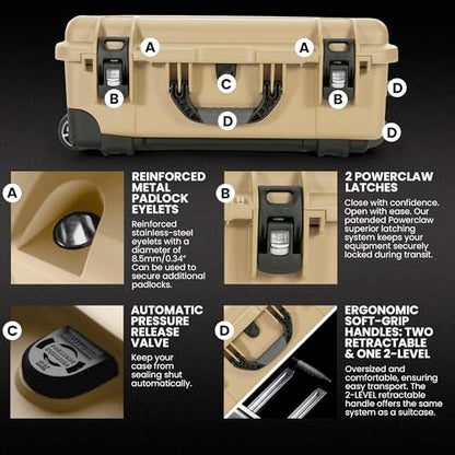 NANUK 935 Pro Photo Kit – Waterproof Travel Camera Hard Case with Padded Dividers and Wheels, 22” x 14” x 9” - Dustproof and Impact Resistant, Airline Carry-On Approved – Desert Tan - color: Desert Tan