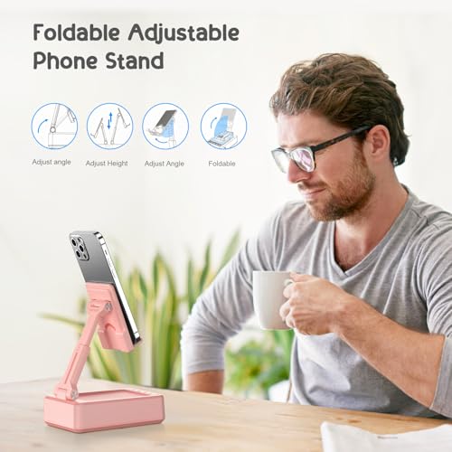 TechGlow Gifts for Men Women Foldable Cellphone Stand with Charging Function Birthday Gift Idea for Mom Dad Cool Gadget Tech Gifts-Pink - color: Pink