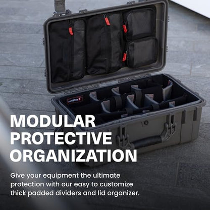 Condition 1 22" Large Rolling Lockable Hard Storage Case w/Padded Divider & Lid Organizer, Model 300, Waterproof Protective Box for Camera & Production Gear, Made in USA, 21.84"x13.82"x9" Black