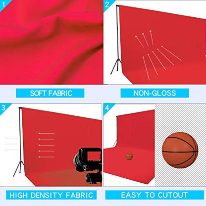 ISSUNTEX 10X24 ft Background Muslin Backdrop, Photo Studio, Collapsible High Density Screen for Video Photography and Television-Red - color: Red, size: 10X24 ft