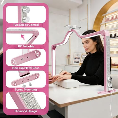 Arch Half Moon Light - Nail Lamp for Desk Foldable Nail Tech Light | Professional 34 inch 420 LED Beads Adjustable Brightness 3 Color Temperature for Manicure Crafting (Rose) - color: Rose