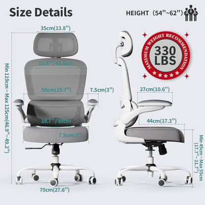 TRALT Office Chair Ergonomic Desk Chair, 330 LBS Home Mesh Office Desk Chairs with Wheels, Comfortable Gaming Chairs (1, White) - color: White