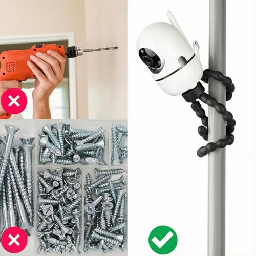 wochel Tripod Baby Monitor Mount for HelloBaby HB65/HB40/ HB6550/ HB6148/ HB6560/HB66/HB6339/HB6550 Pro, ANMEATE SM935E, Flexible Baby Camera Mount Attach Your Camera Wherever You Want (Black) - color: Black