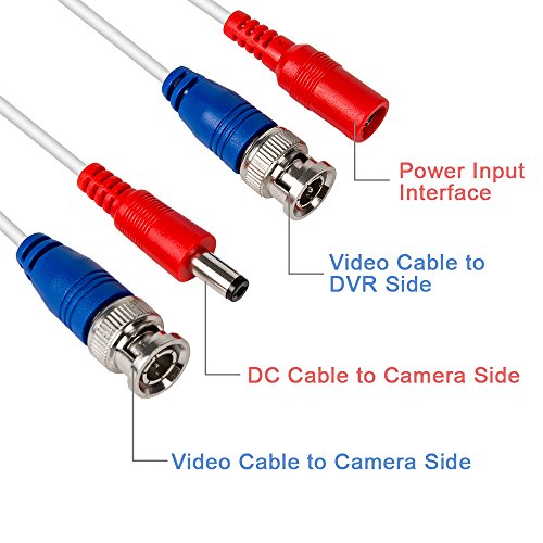 TYUMEN 4 Pack 100FT (30.5 Meters, White) All-in-One BNC Video and Power Security Camera Cables, BNC Extension Surveillance Camera Cables for CCTV Camera DVR Security Systems