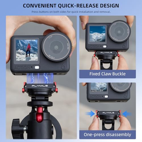 BRDRC Action 6 Magnetic Stand Base, Aluminum Alloy Quick Release Adapter for DJI Osmo Nano, for MagSafe iPhone Desktop Mount Table Holder with 360° Adjustable & 1/4” Screw Hole Tripod Accessories